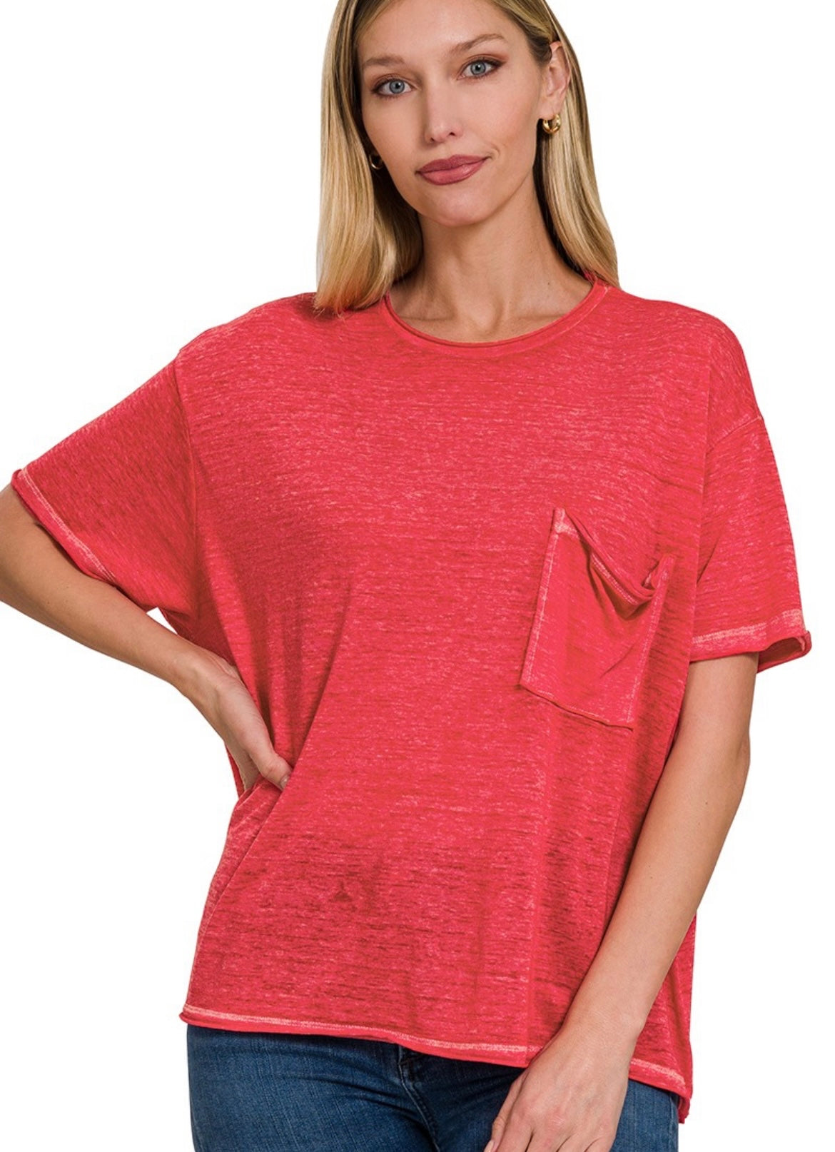 Oversized ripped red top