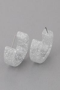 Clear Glitter Hoop Earrings